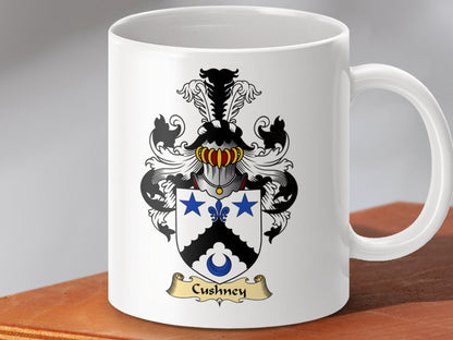 Physical Item 11oz / White Cushny Clan Coat Of Arms Scottish Mug