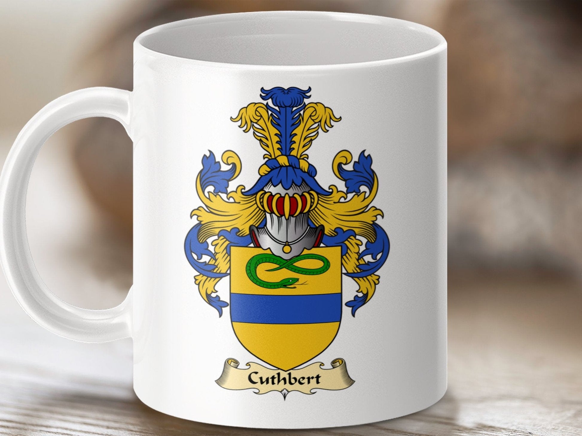 Physical Item 11oz / White Cuthbert Clan Coat Of Arms Scottish Mug