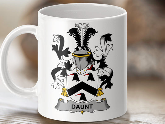 Physical Item 11oz / White Daunt Surname Irish Heraldry Ceramic Mug