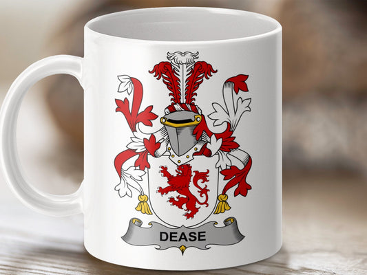 Physical Item 11oz / White Dease Surname Irish Heraldry Ceramic Mug