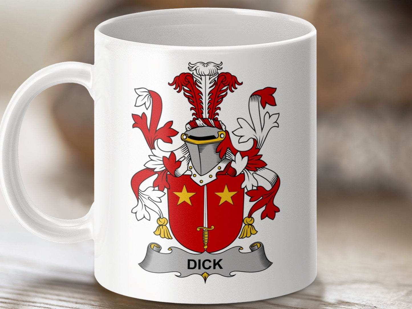 Physical Item 11oz / White Dick Surname Irish Heraldry Ceramic Mug