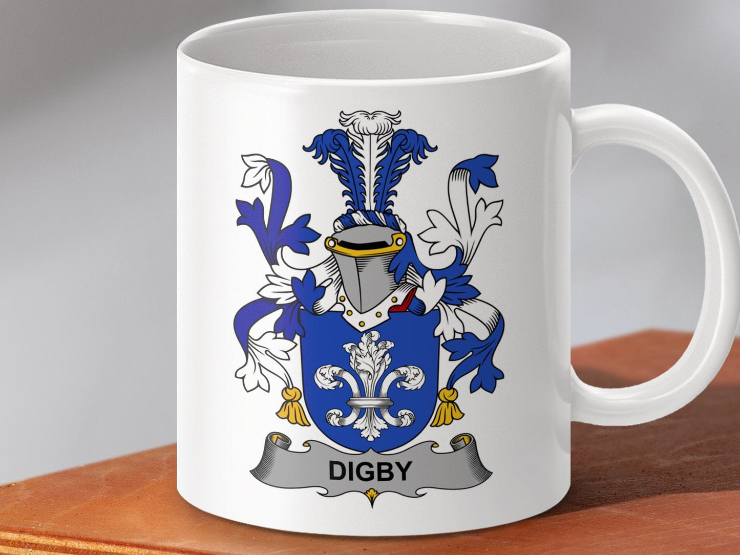 Physical Item 11oz / White Digby Surname Irish Heraldry Ceramic Mug