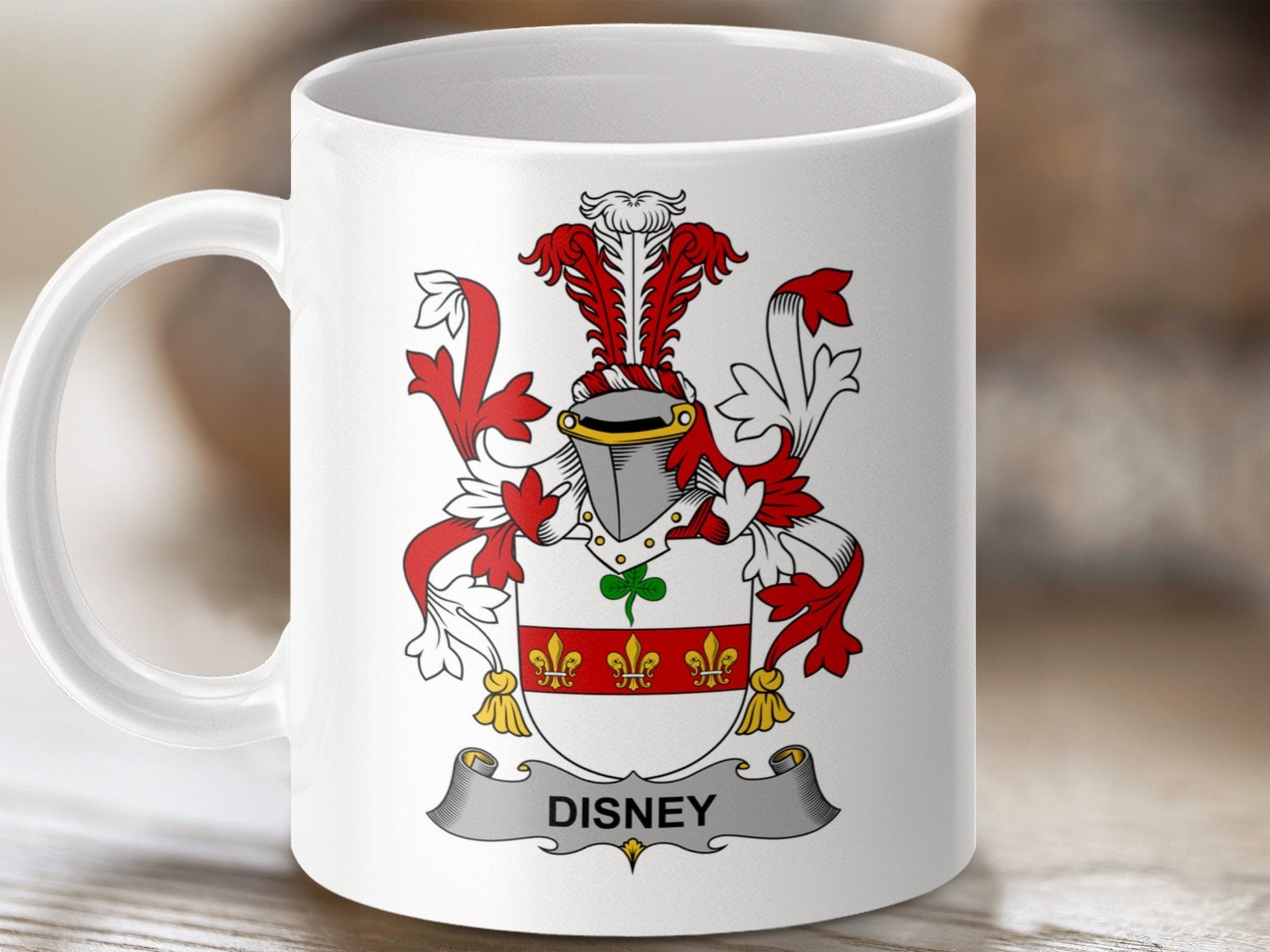 Physical Item 11oz / White Disney Surname Irish Heraldry Ceramic Mug