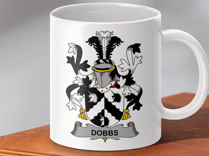 Physical Item 11oz / White Dobbs Surname Irish Heraldry Ceramic Mug