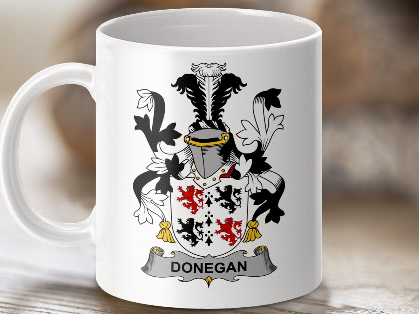 Physical Item 11oz / White Donegan Surname Irish Heraldry Ceramic Mug