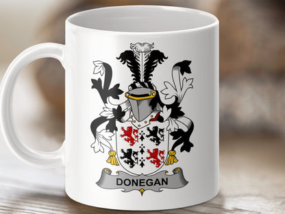 Physical Item 11oz / White Donegan Surname Irish Heraldry Ceramic Mug