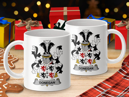 Physical Item 11oz / White Donegan Surname Irish Heraldry Ceramic Mug