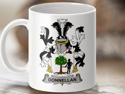 Physical Item 11oz / White Donnellan Surname Irish Heraldry Ceramic Mug