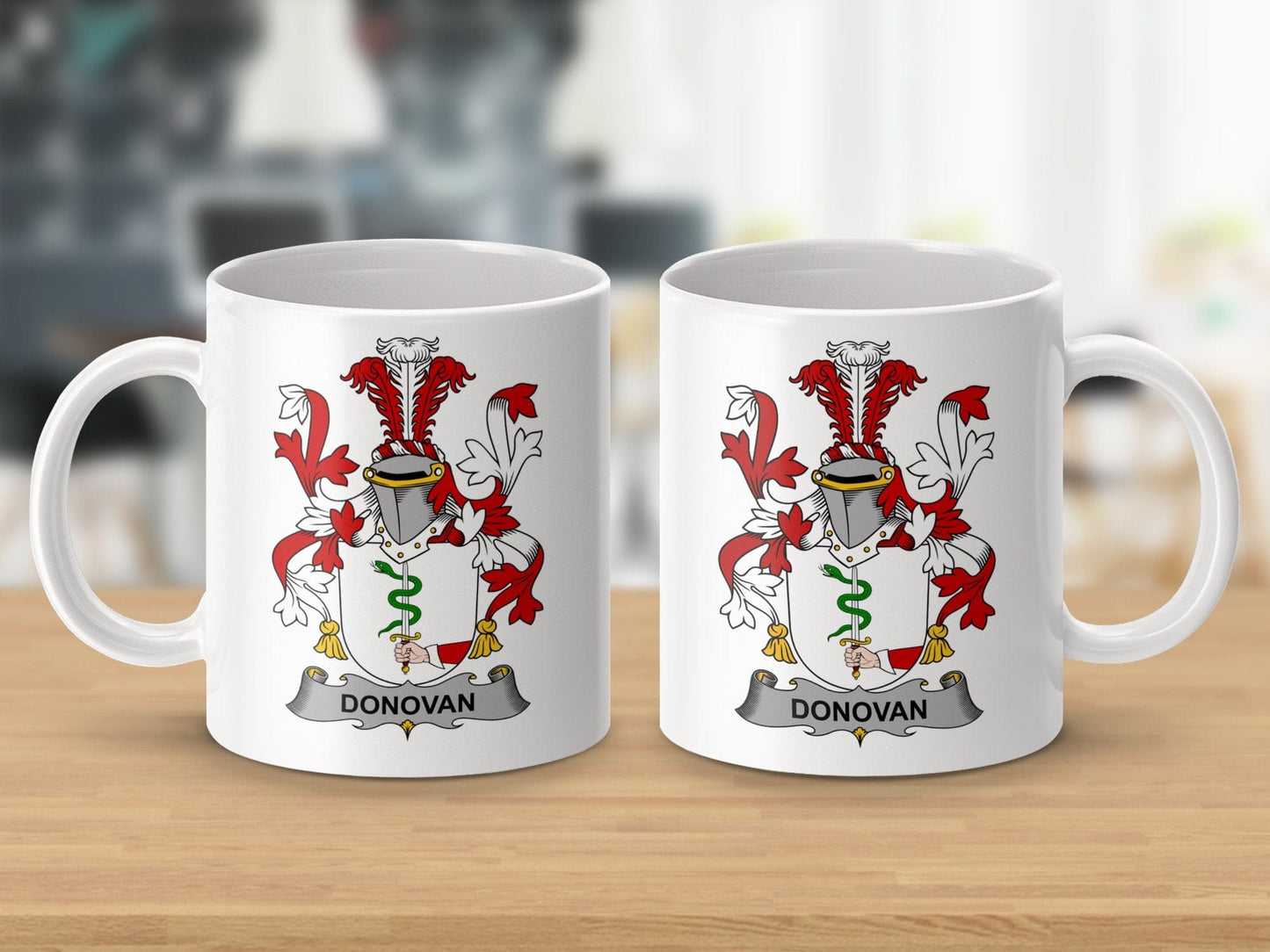 Physical Item 11oz / White Donovan Surname Irish Heraldry Ceramic Mug