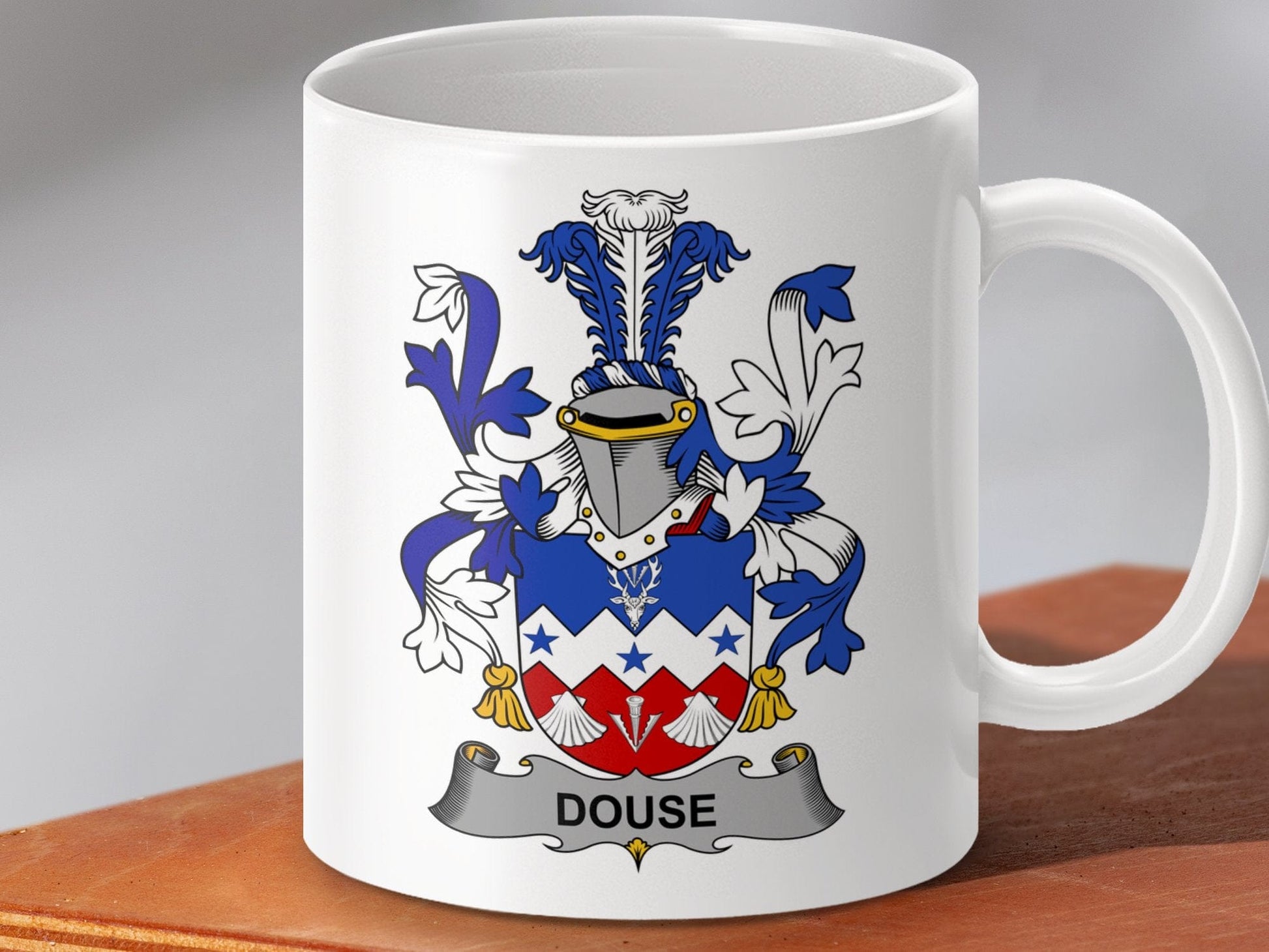 Physical Item 11oz / White Douse Surname Irish Heraldry Ceramic Mug