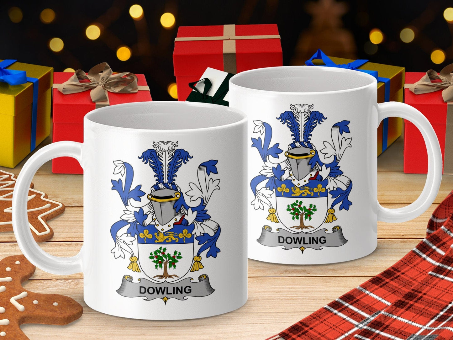 Physical Item 11oz / White Dowling Surname Irish Heraldry Coat of Arms Mug