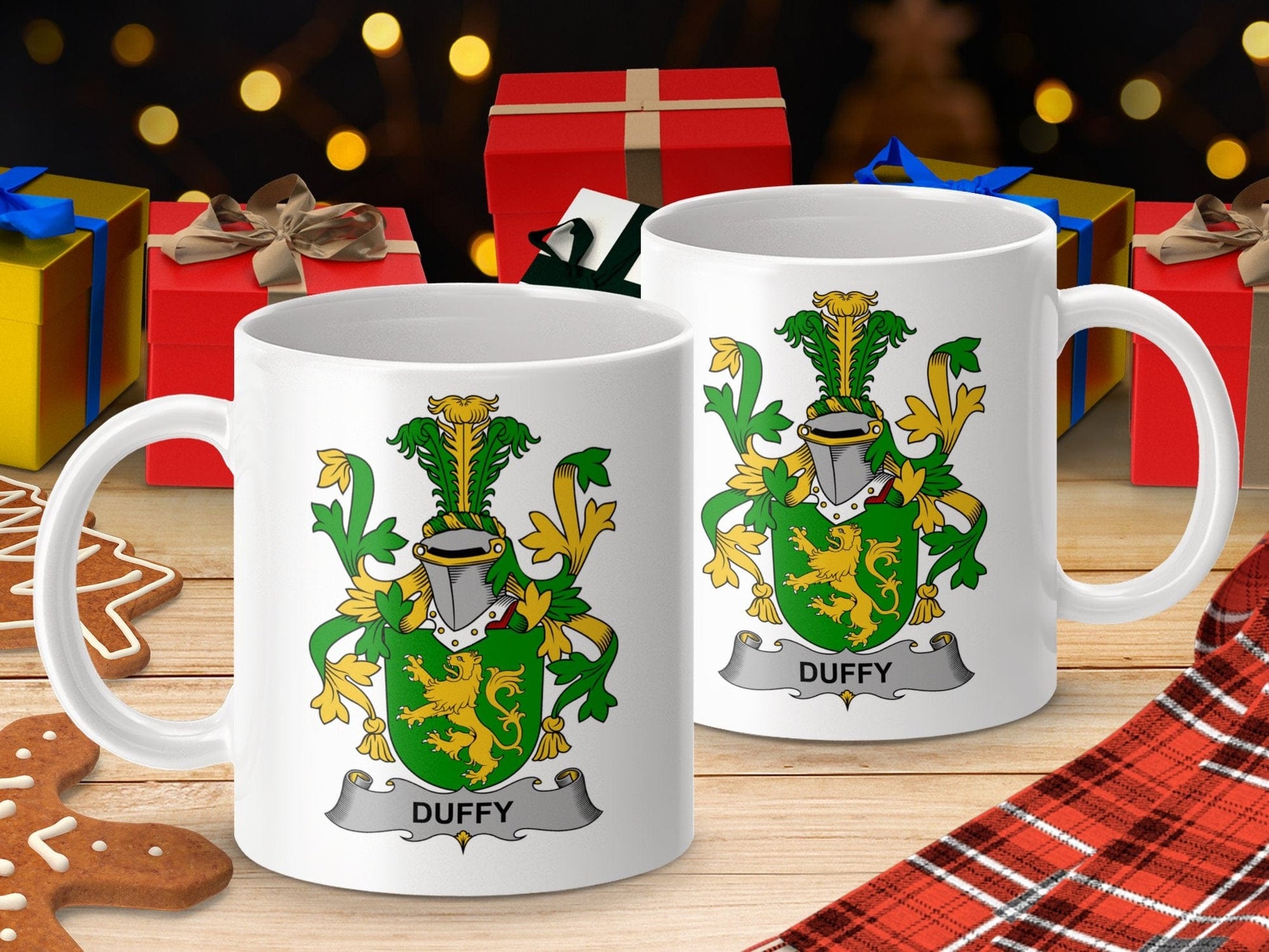 Physical Item 11oz / White Duffy Surname Irish Heraldry Ceramic Mug