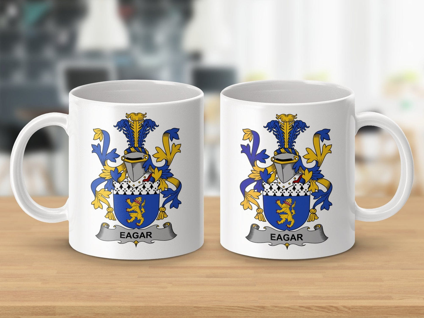 Physical Item 11oz / White Eagar Surname Irish Heraldry Ceramic Mug