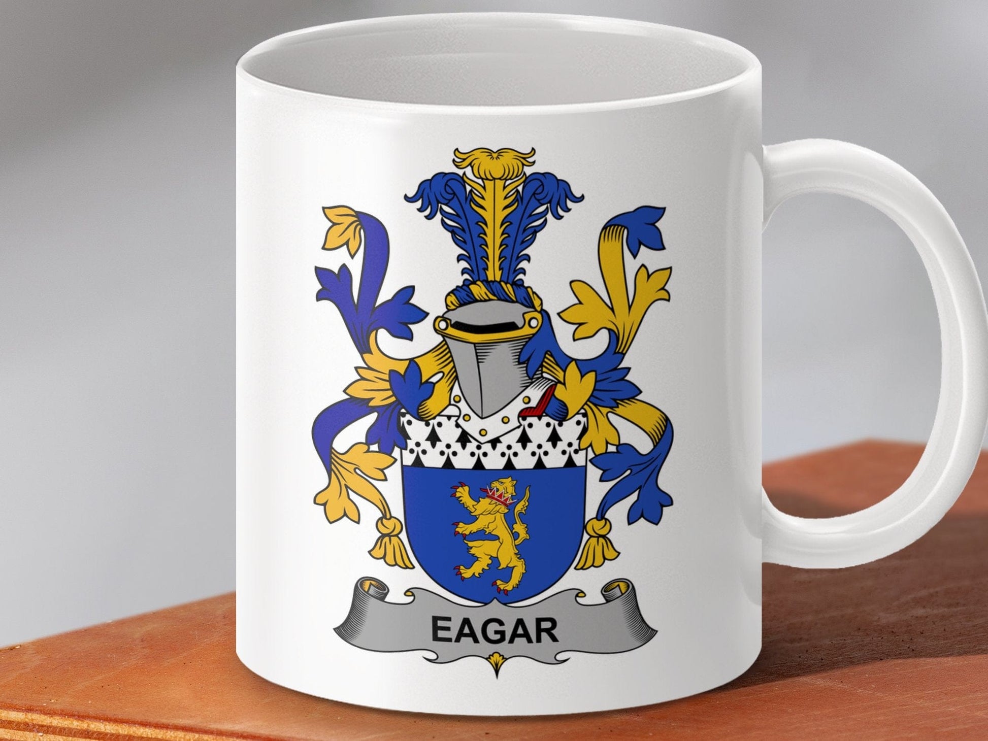 Physical Item 11oz / White Eagar Surname Irish Heraldry Ceramic Mug