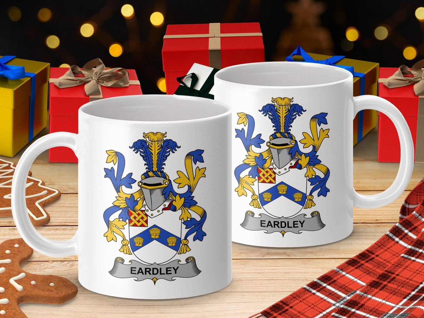 Physical Item 11oz / White Eardley Surname Irish Heraldry Ceramic Mug