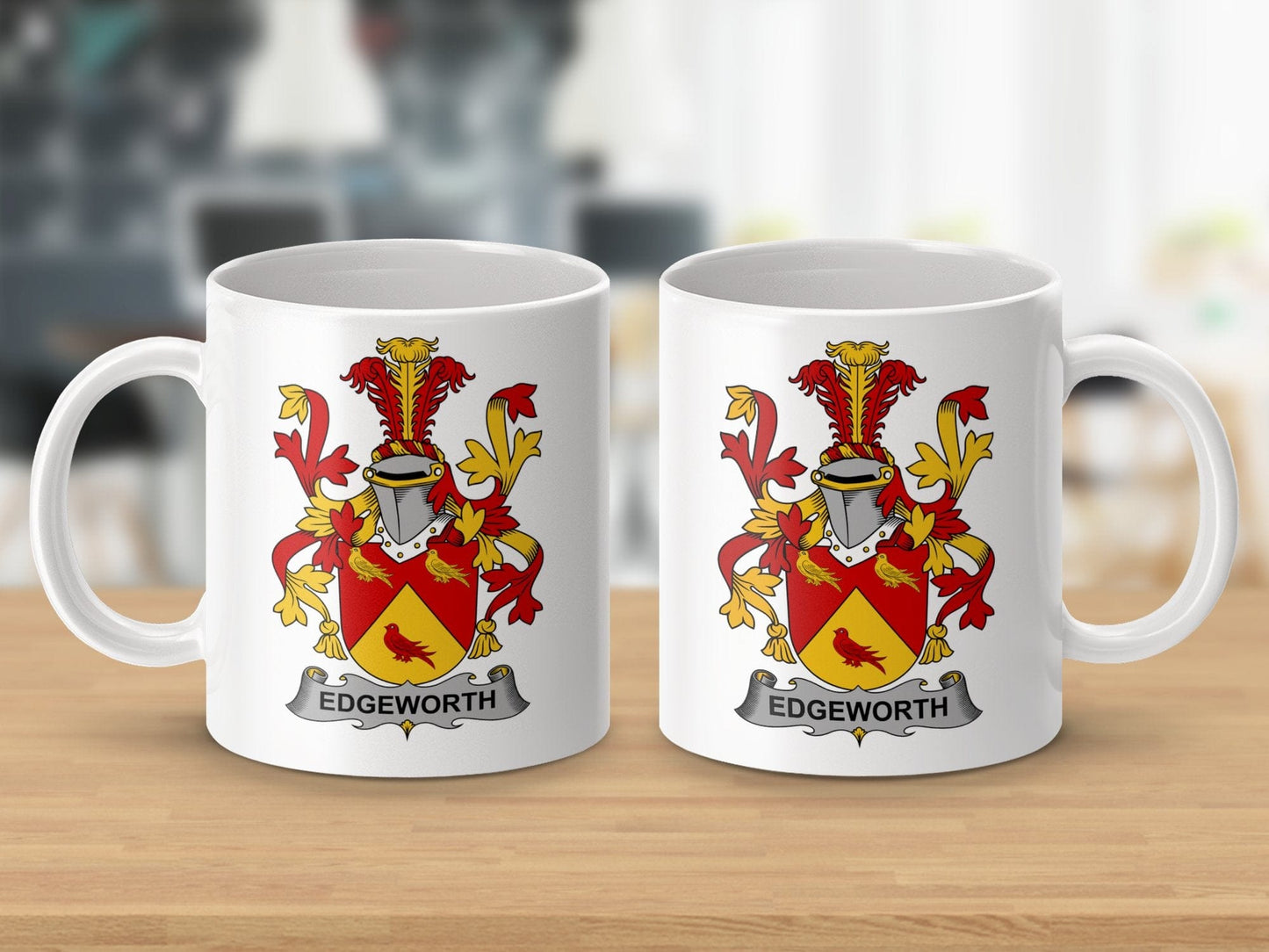 Physical Item 11oz / White Edgeworth Surname Irish Heraldry Ceramic Mug