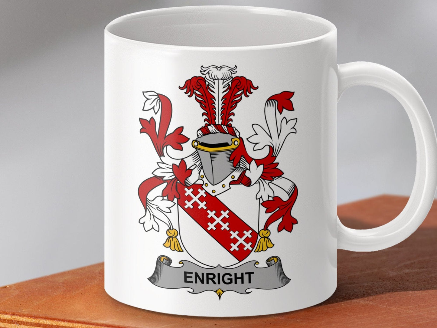 Physical Item 11oz / White Enright Surname Irish Heraldry Ceramic Mug