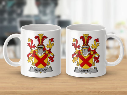 Physical Item 11oz / White Eustace Surname Irish Heraldry Ceramic Mug