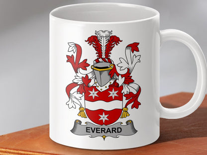 Physical Item 11oz / White Everard Surname Irish Heraldry Ceramic Mug