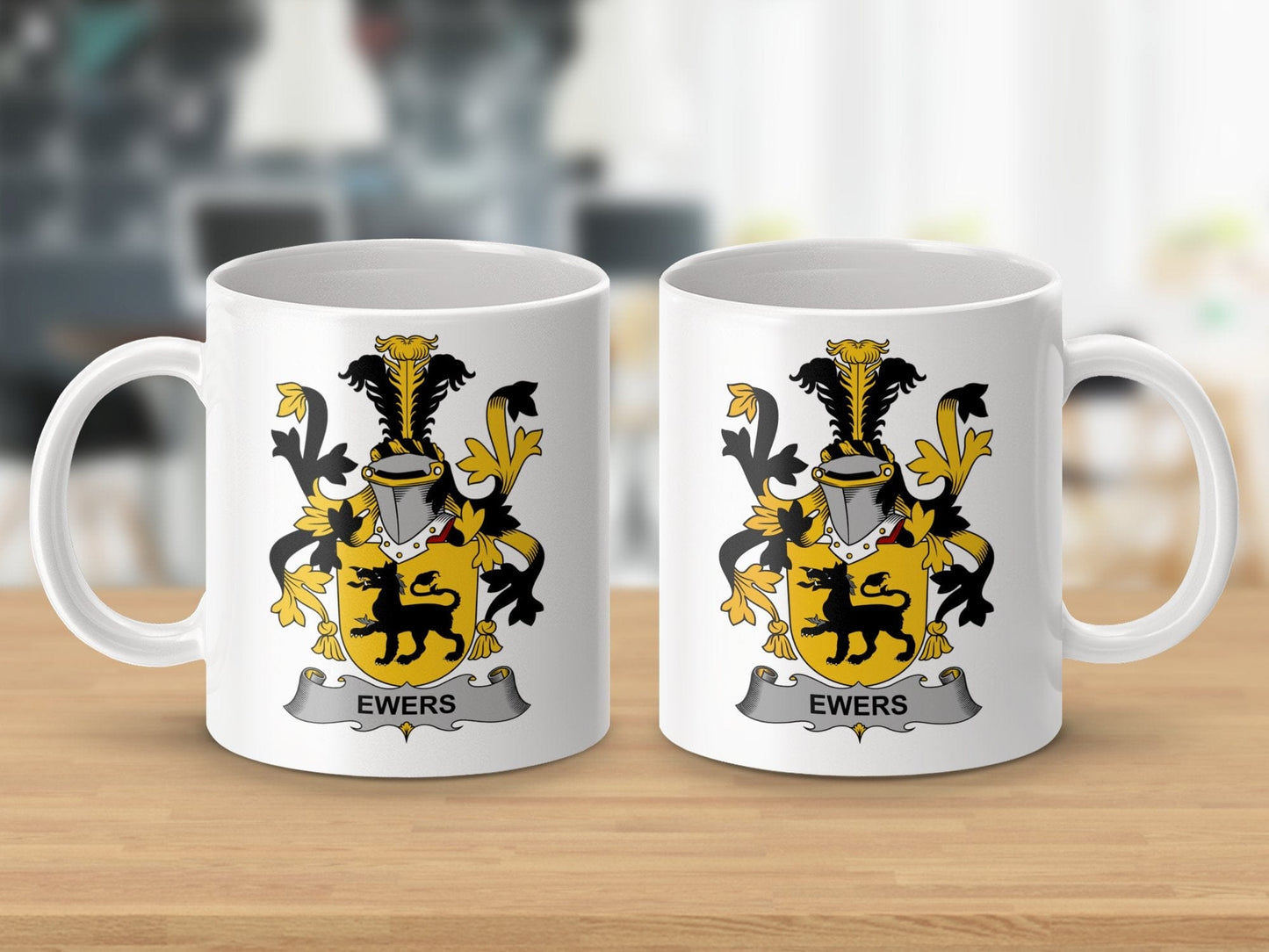 Physical Item 11oz / White Ewers Surname Irish Heraldry Ceramic Mug