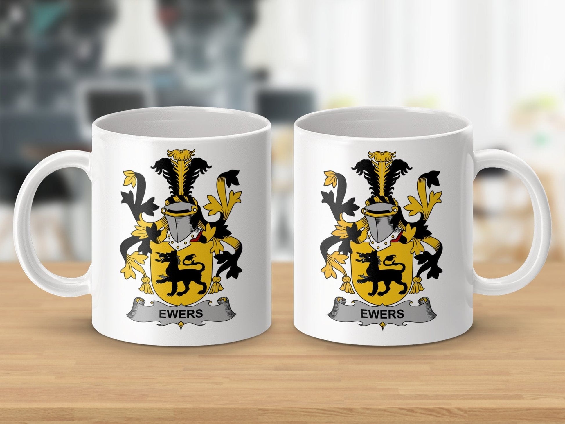 Physical Item 11oz / White Ewers Surname Irish Heraldry Ceramic Mug