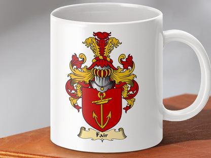 Physical Item 11oz / White Fair Clan Coat Of Arms Scottish Mug