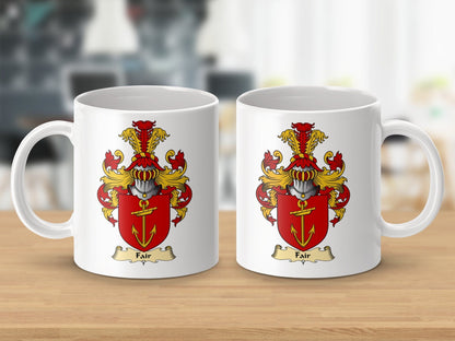 Physical Item 11oz / White Fair Clan Coat Of Arms Scottish Mug