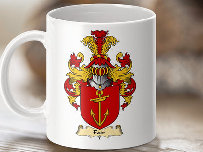 Physical Item 11oz / White Fair Clan Coat Of Arms Scottish Mug