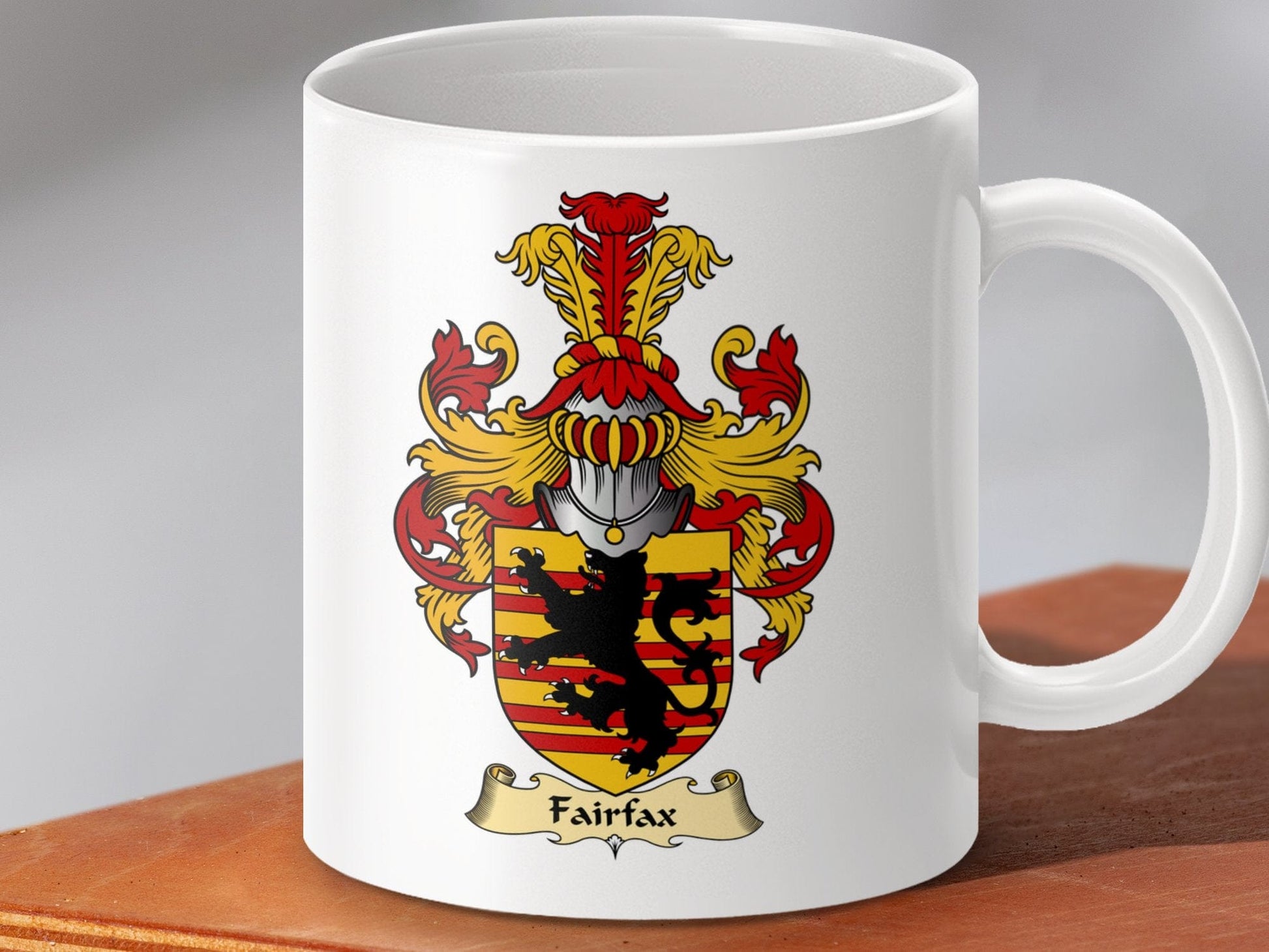 Physical Item 11oz / White Fairfax Clan Coat Of Arms Scottish Mug