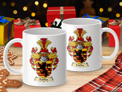 Physical Item 11oz / White Fairfax Clan Coat Of Arms Scottish Mug