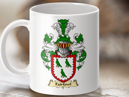 Physical Item 11oz / White Fairfowl Clan Coat Of Arms Scottish Mug