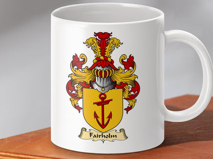 Physical Item 11oz / White Fairholm Clan Coat Of Arms Scottish Mug