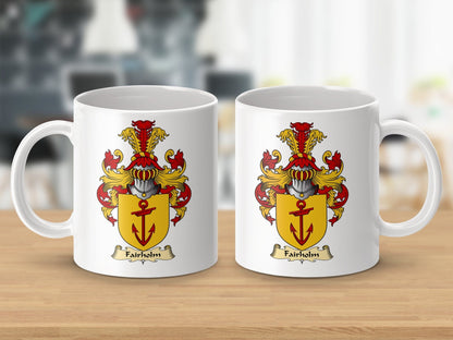 Physical Item 11oz / White Fairholm Clan Coat Of Arms Scottish Mug