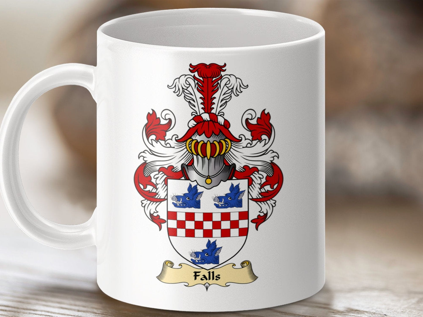 Physical Item 11oz / White Falls Clan Coat Of Arms Scottish Mug