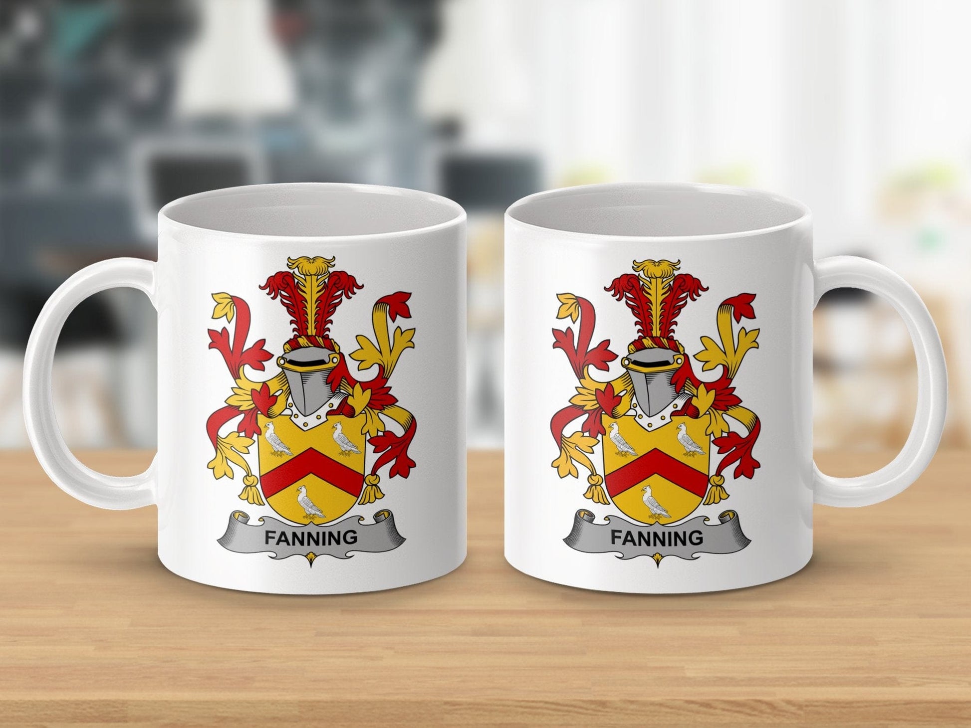 Physical Item 11oz / White Fanning Surname Irish Heraldry Ceramic Mug