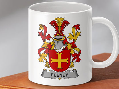 Physical Item 11oz / White Feeney Surname Irish Heraldry Ceramic Mug