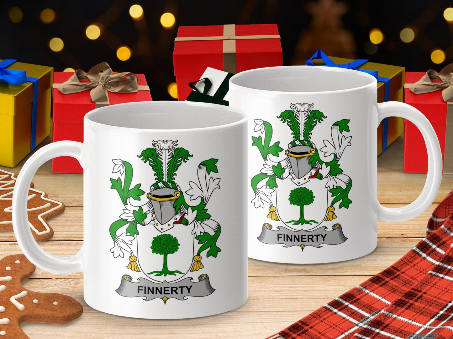 Physical Item 11oz / White Finnerty Surname Irish Heraldry Coat of Arms Mug