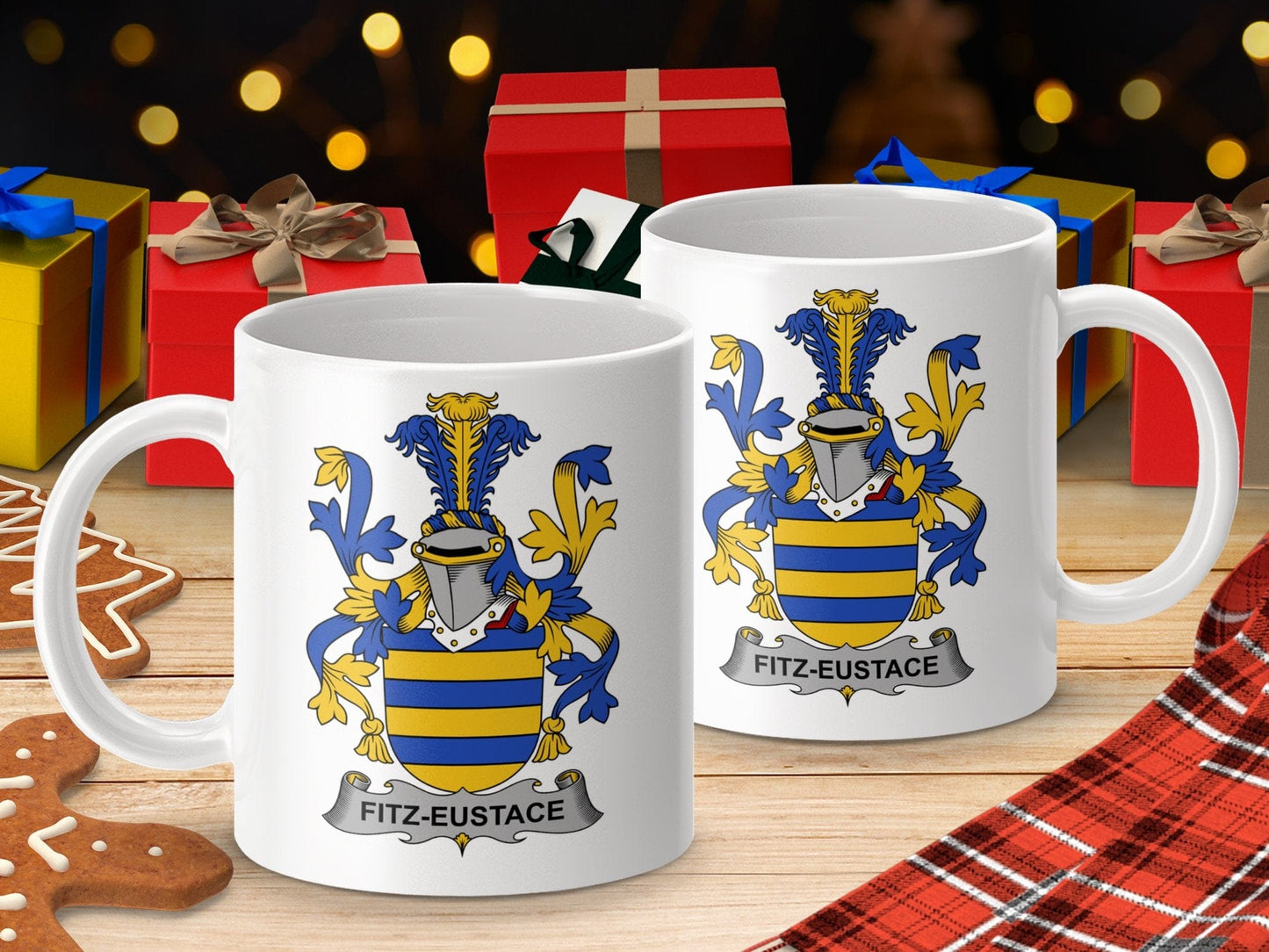 Physical Item 11oz / White Fitz-Eustace Surname Irish Heraldry Ceramic Mug