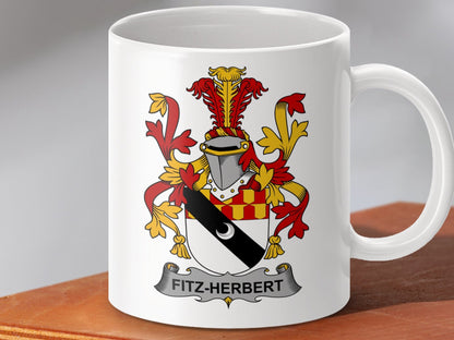 Physical Item 11oz / White Fitz-Herbert Surname Irish Heraldry Ceramic Mug