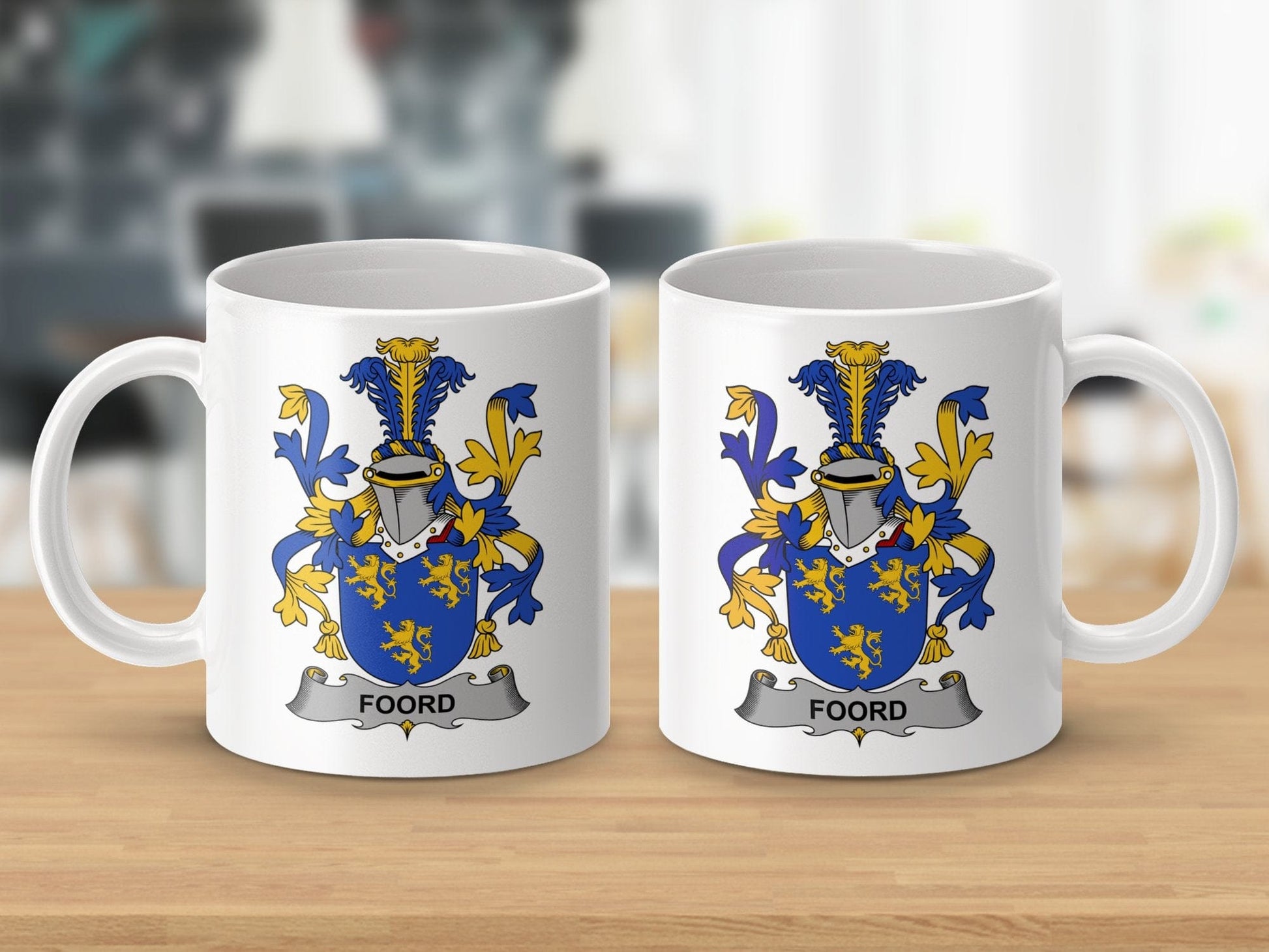 Physical Item 11oz / White Foord Surname Irish Heraldry Ceramic Mug