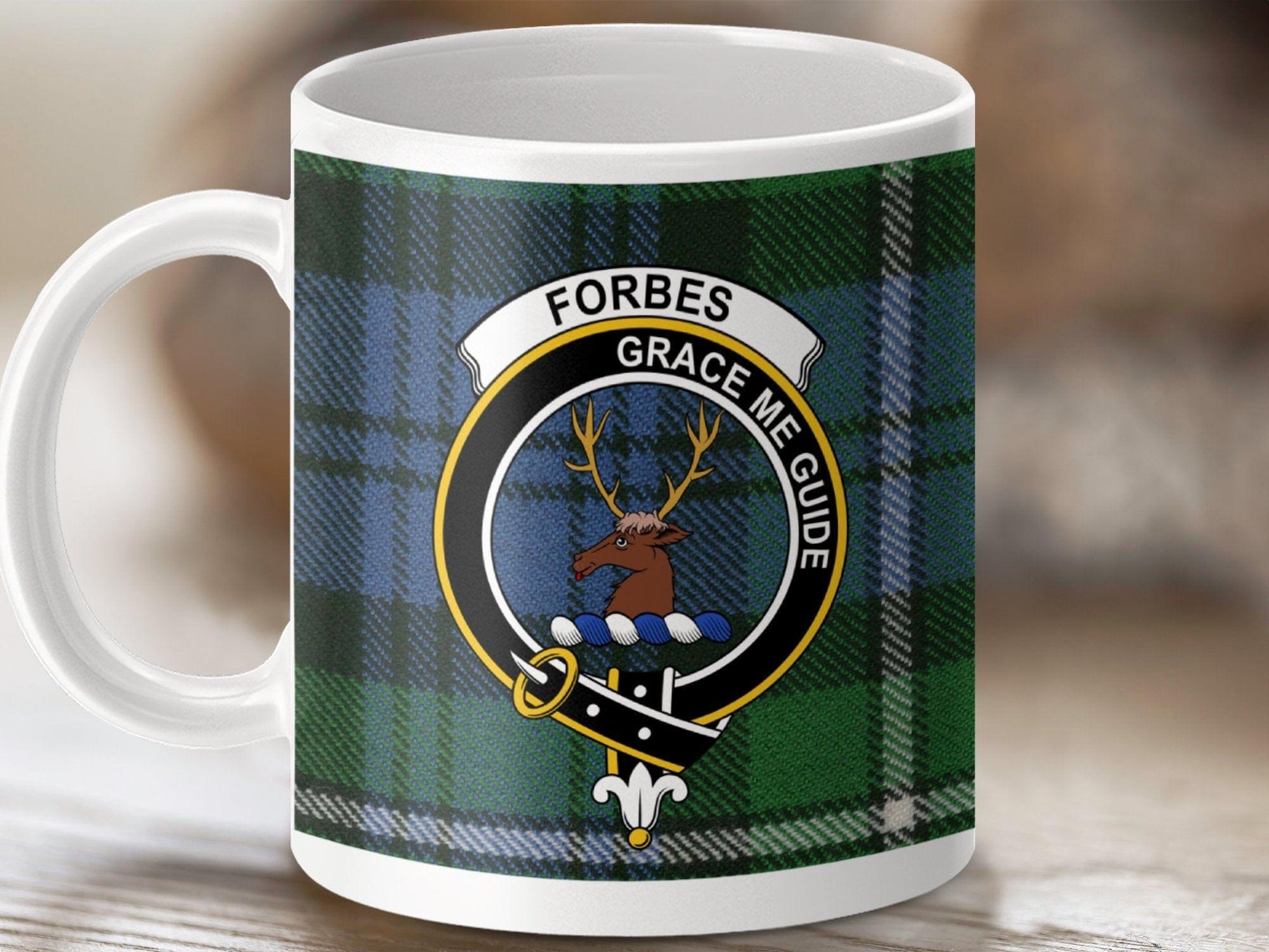 Physical Item 11oz / White Forbes Clan Grace Me Guide Tartan Mug