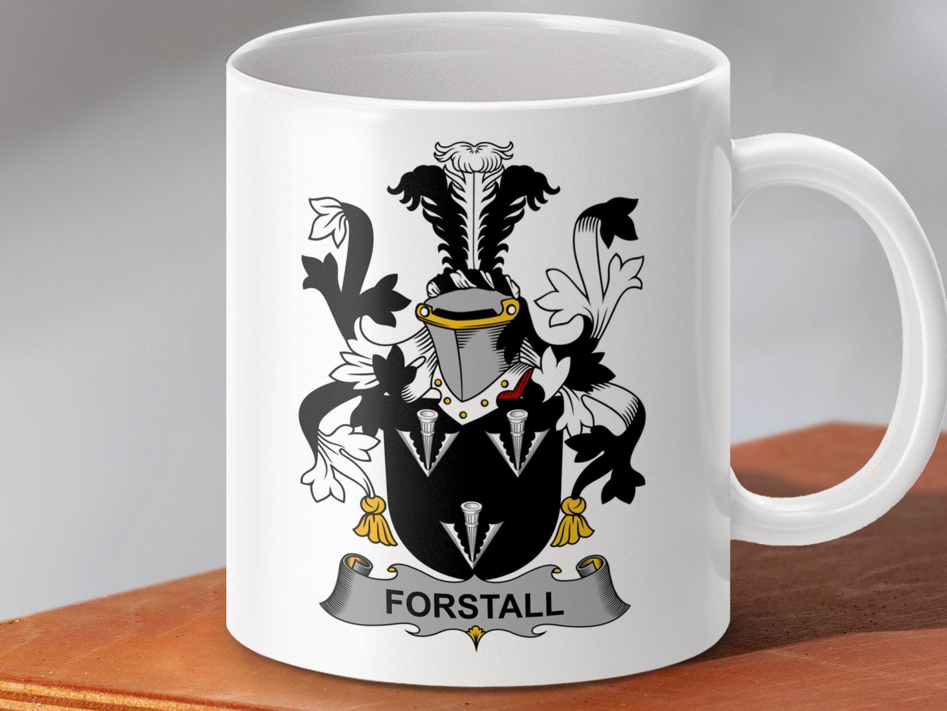 Physical Item 11oz / White Forstall Surname Irish Heraldry Ceramic Mug