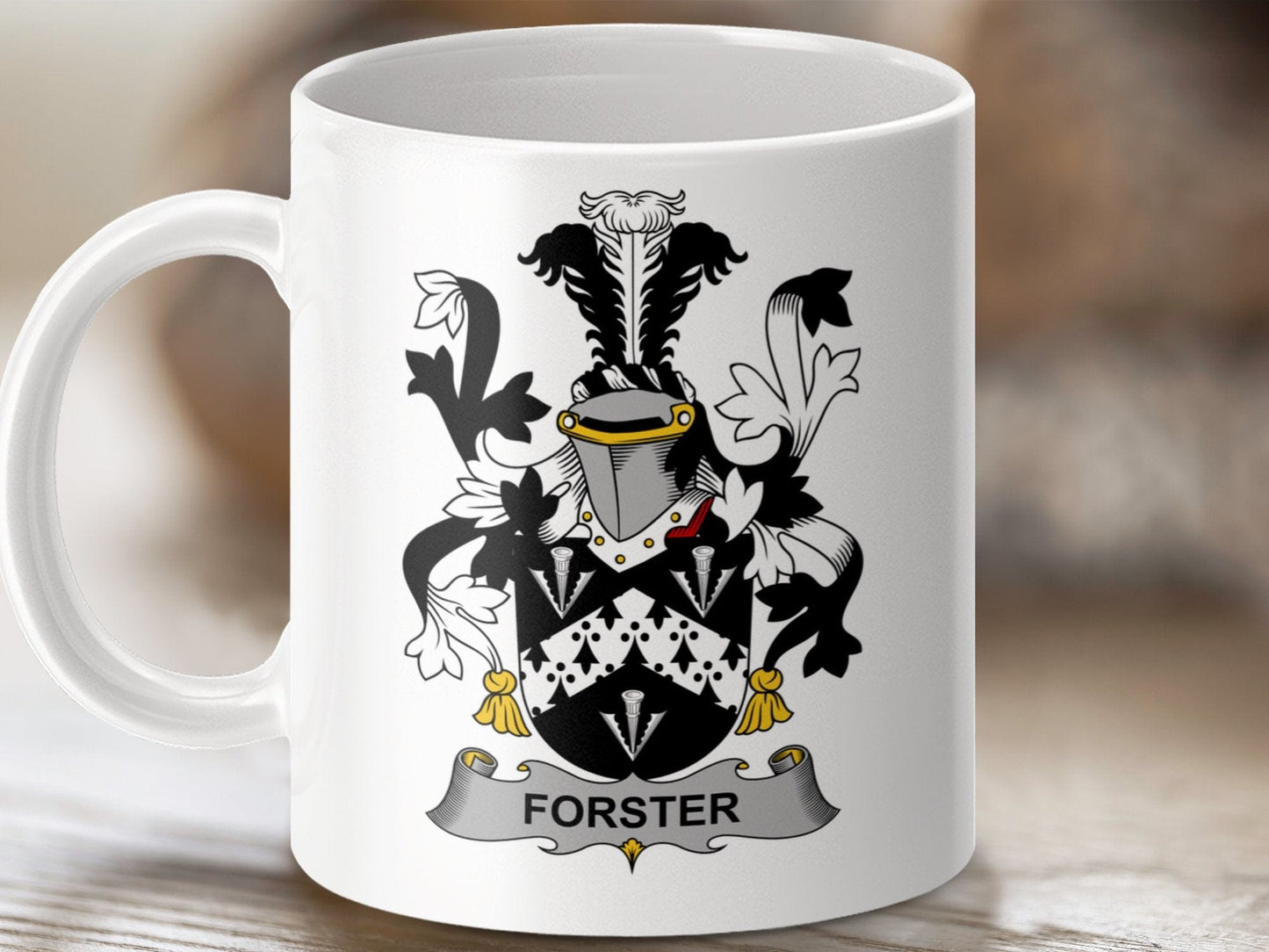 Physical Item 11oz / White Forster Surname Irish Heraldry Ceramic mug