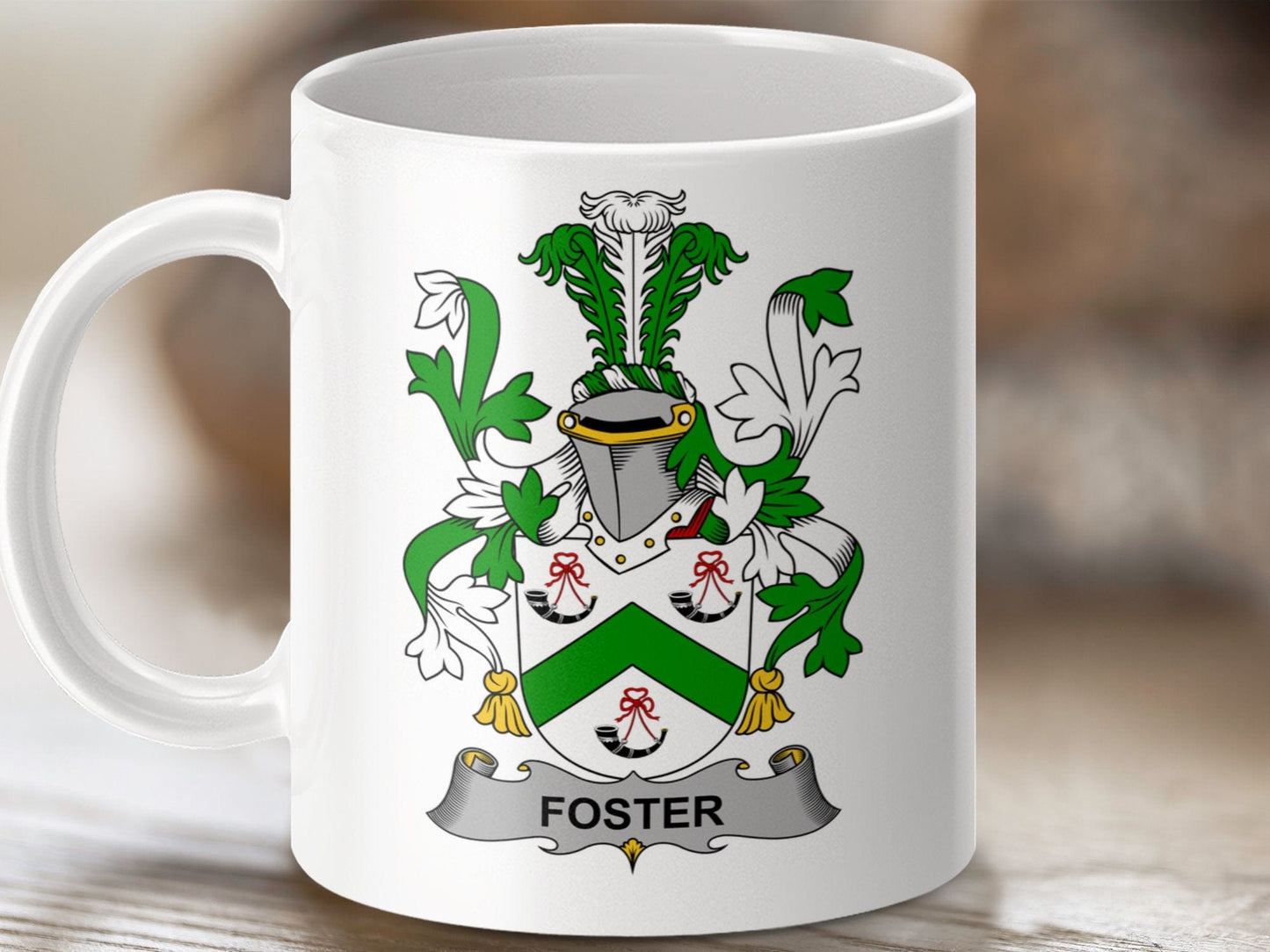 Physical Item 11oz / White Foster Surname Irish Heraldry Ceramic Mug