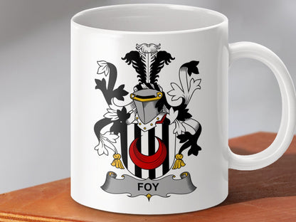 Physical Item 11oz / White Foy Surname Irish Heraldry Ceramic Mug