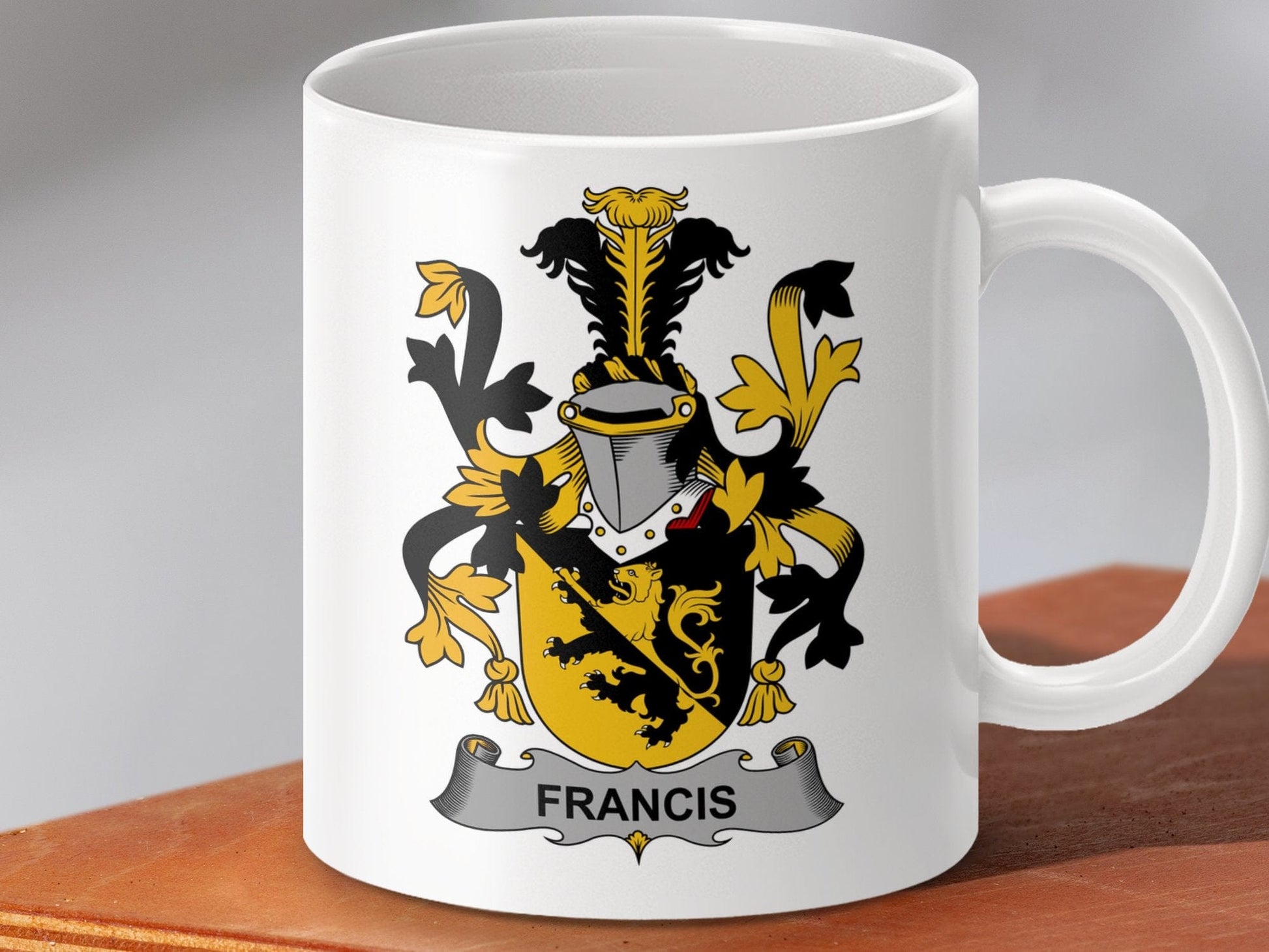 Physical Item 11oz / White Francis Surname Irish Heraldry Ceramic Mug