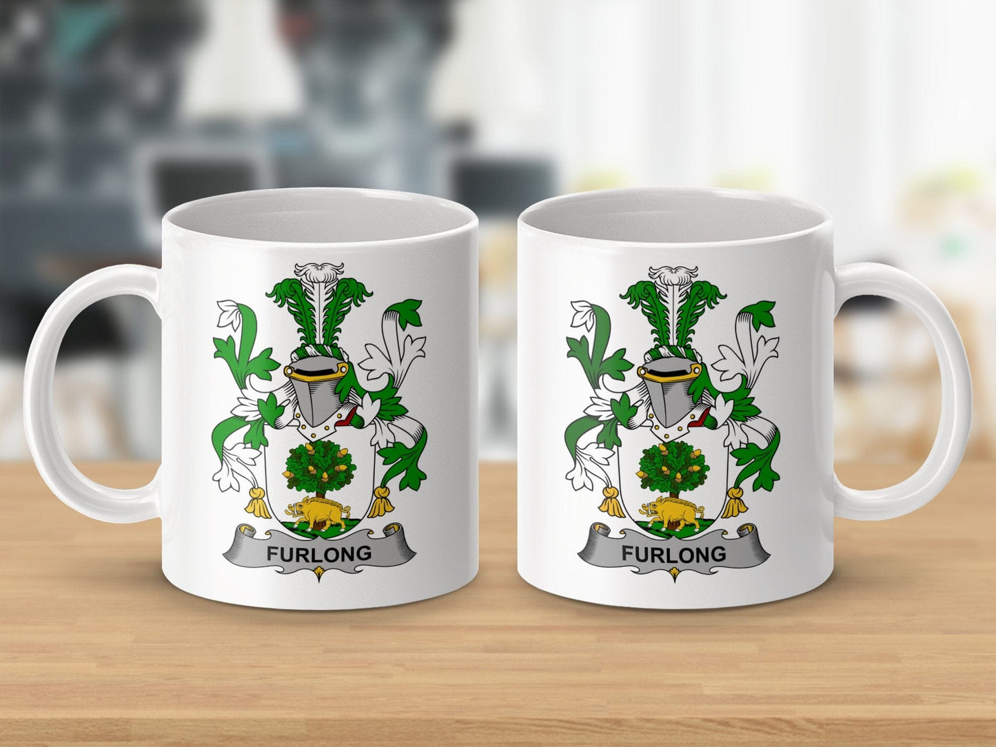 Physical Item 11oz / White Furlong Surname Irish Heraldry Ceramic Mug