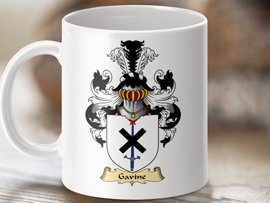 Physical Item 11oz / White Gavine Clan Coat Of Arms Scottish Mug