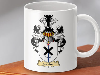 Physical Item 11oz / White Gavine Clan Coat Of Arms Scottish Mug