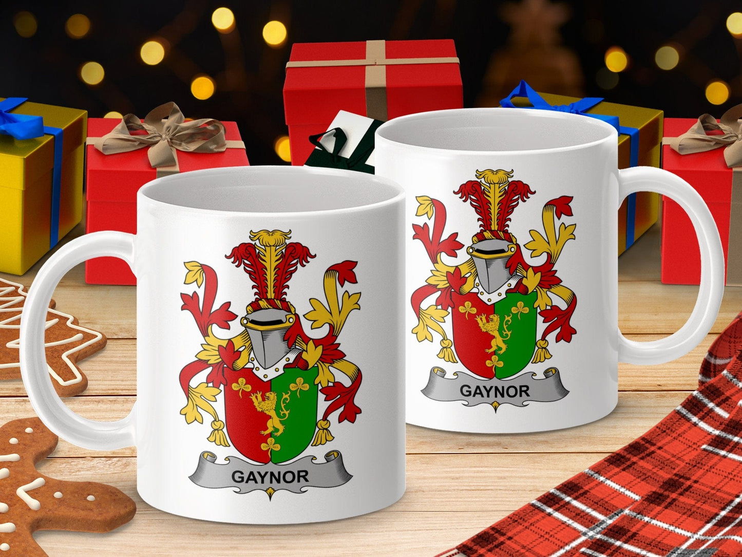 Physical Item 11oz / White Gaynor Surname Irish Heraldry Ceramic Mug